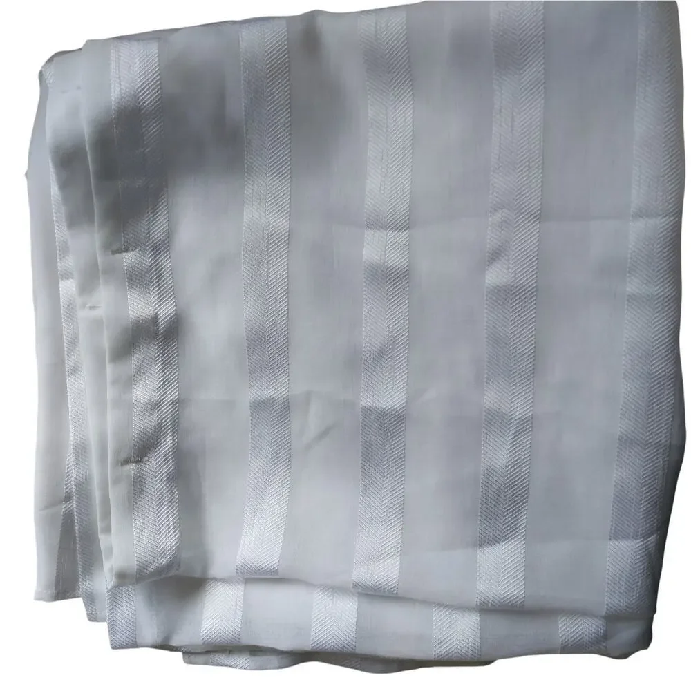 FRESH, AIRY WHITEST WHITE SHEER RIBBON HORIZONTAL STRIPED FABRIC SHOWER CURTAIN!